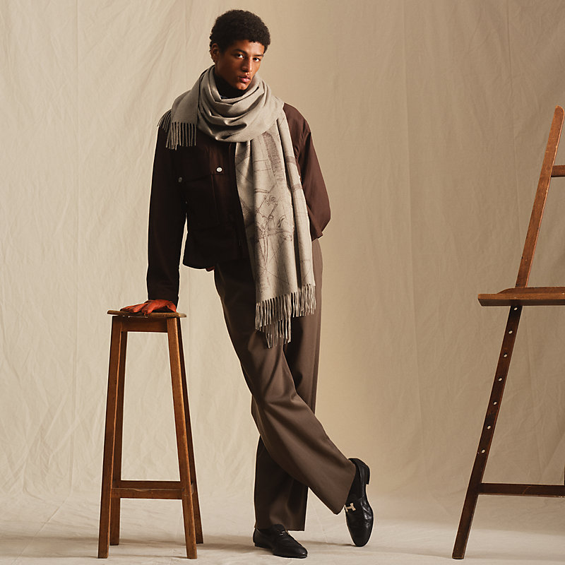 HERMES エルメス カシミヤマフラー【エブリン】 HERMES エルメス エヴリン パンチングH カシミヤ マフラー